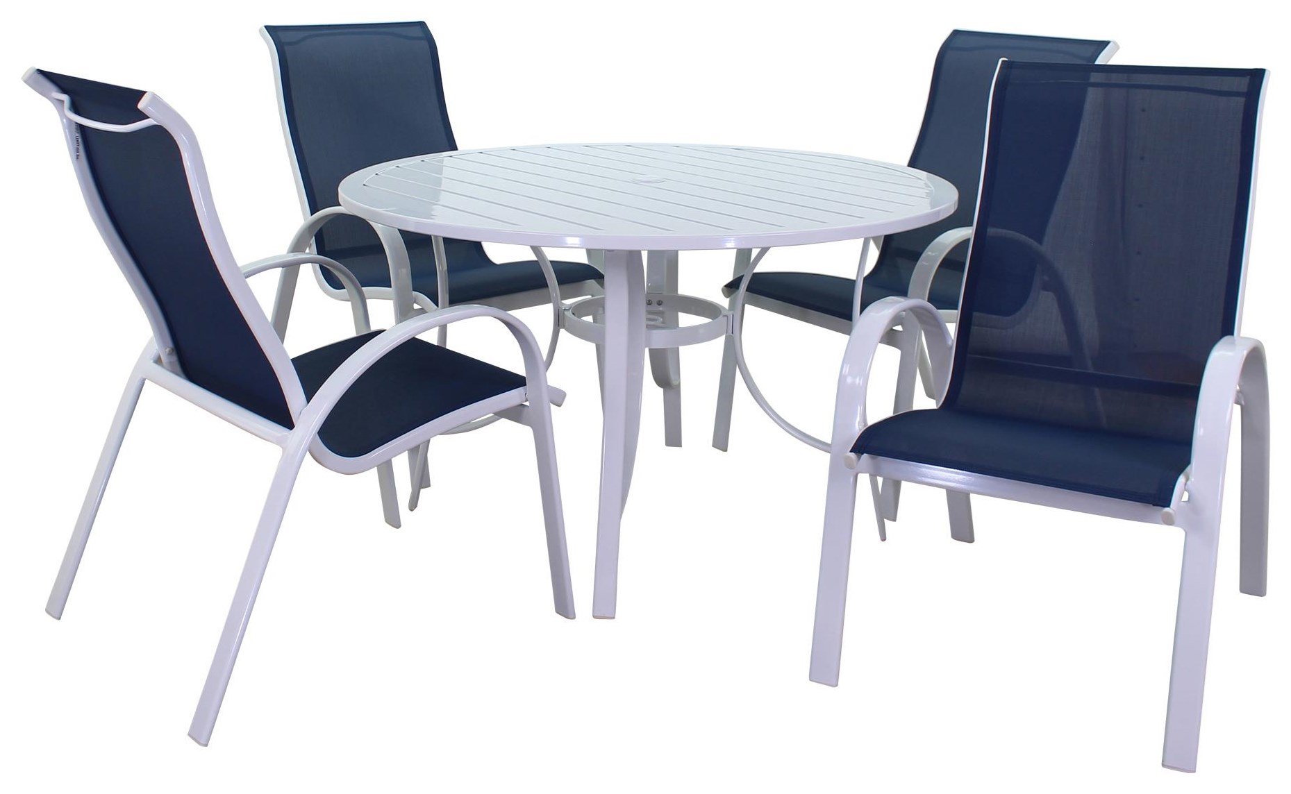Kingston Casual Portside Sling 48 Inch Table and 4 Dining Chair